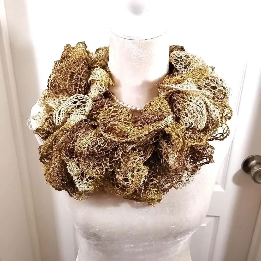 Unbranded Womens Gold Ruffle Scarf